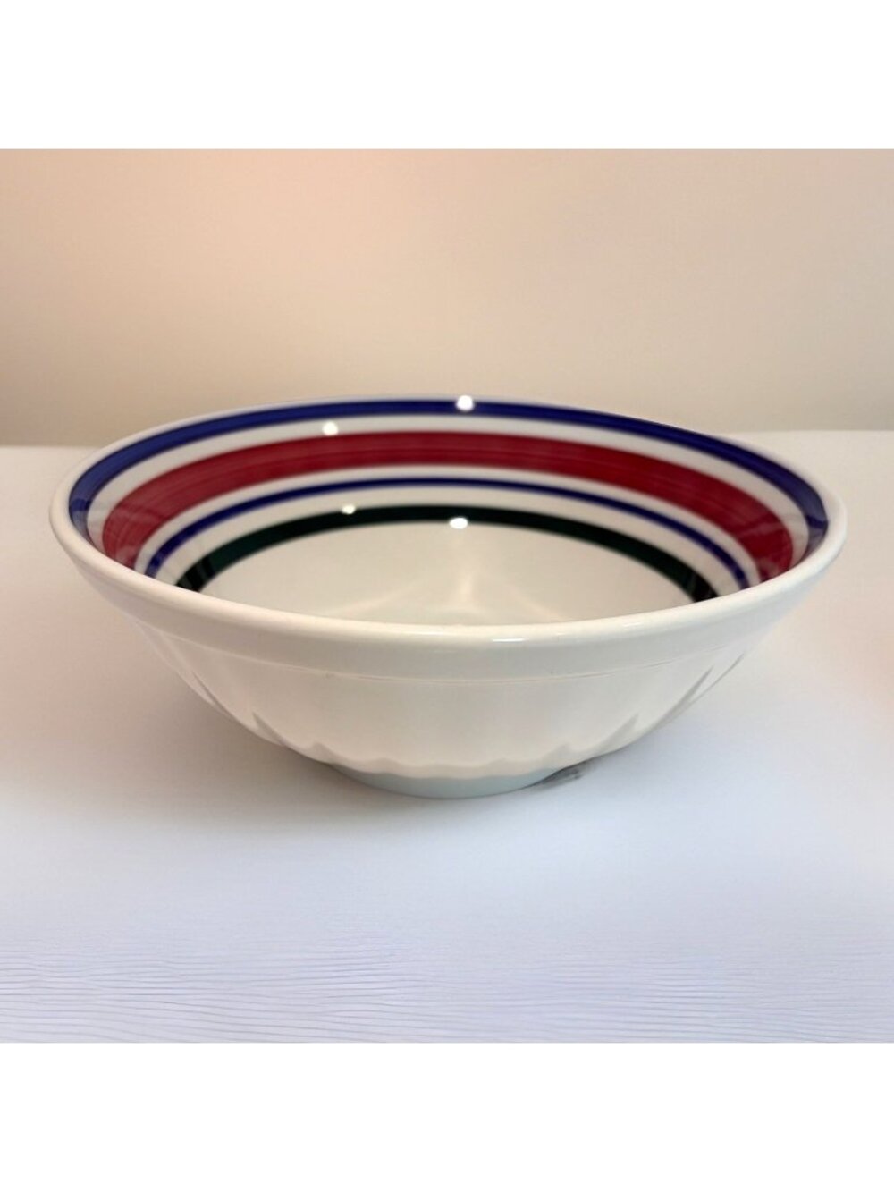 La Primula S.R.L Serving Bowl Pasta Salad Colorful Bands Ribbed Made Italy VTG